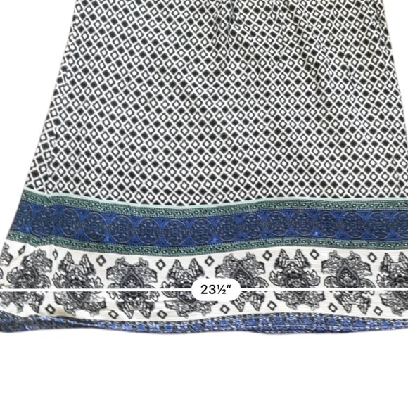 Crescent casual flowy border mosaic swing dress M sleeveless ruched lining - Picture 12 of 15